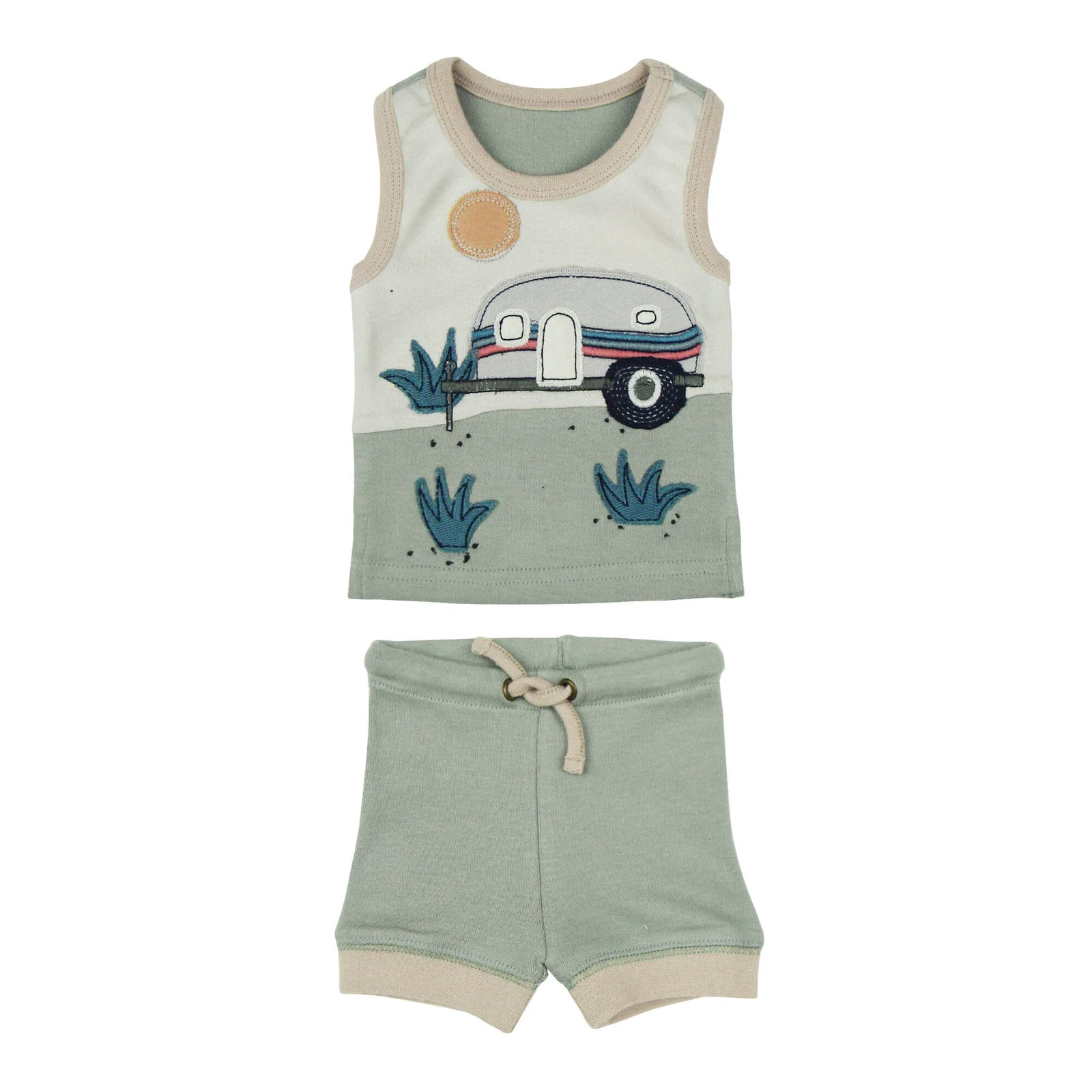 L'oved Baby Seafoam Camper Tank & Short Set