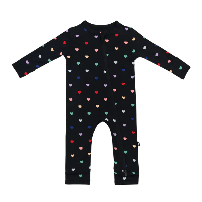 Kyte Baby - Bamboo Zippered Romper (Heart Rainbow)