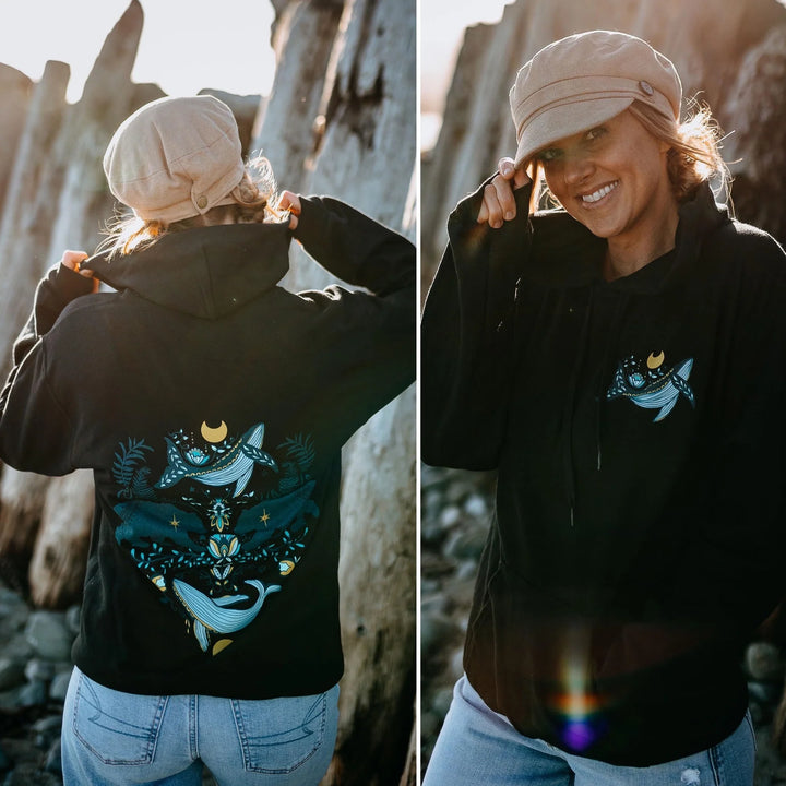 West Coast Karma - Colourful Cottage Bear Hoodie in Black