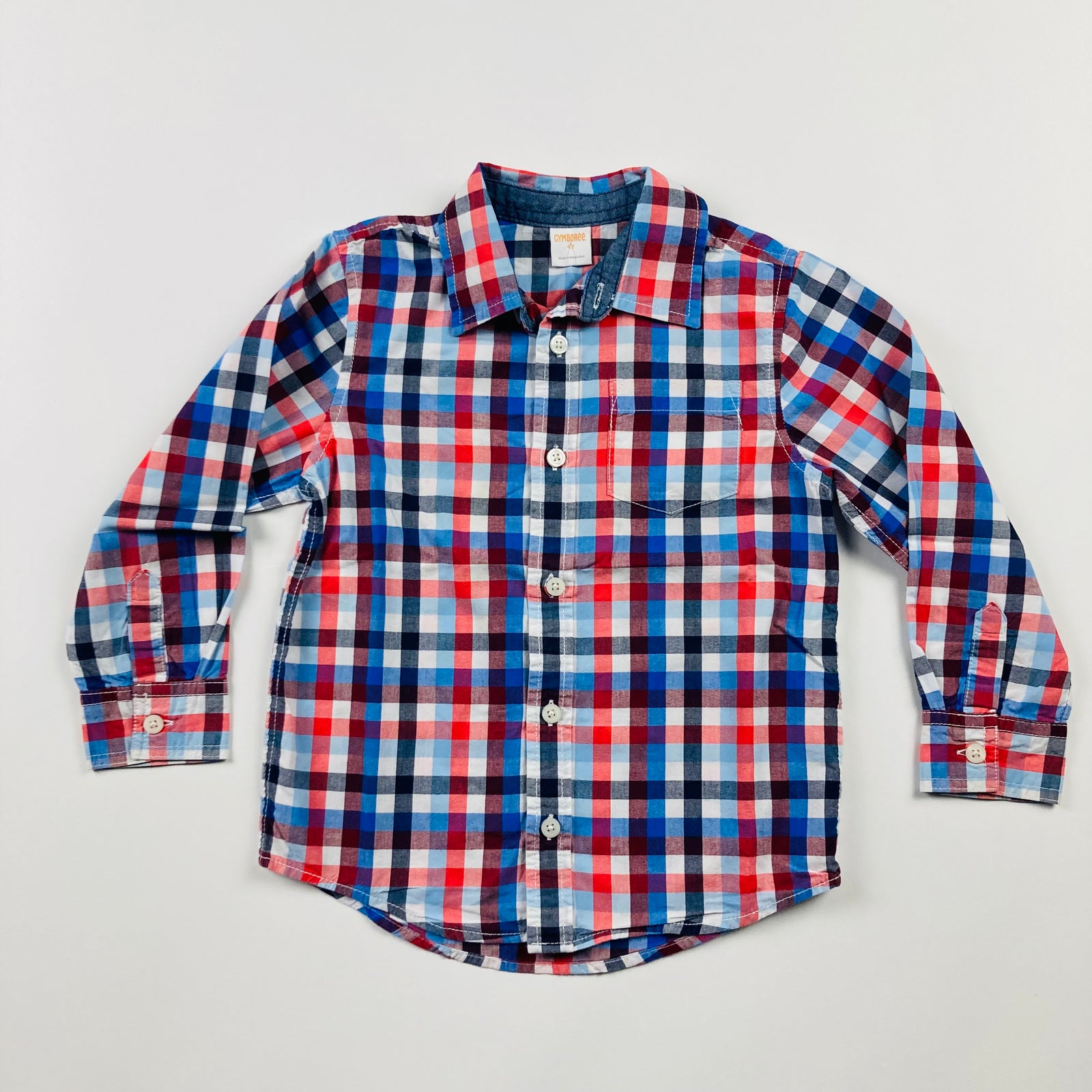 Gymboree Kids Used Cotton Red and Blue Button Up Shirt