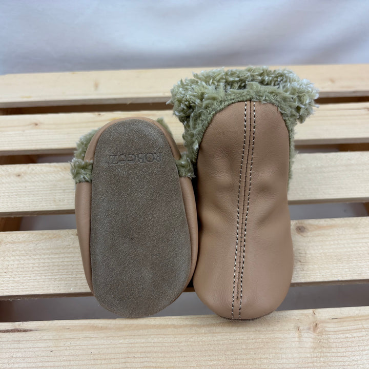 Robeez - "Classic Taupe" Soft Sole Leather Booties (0-6m)