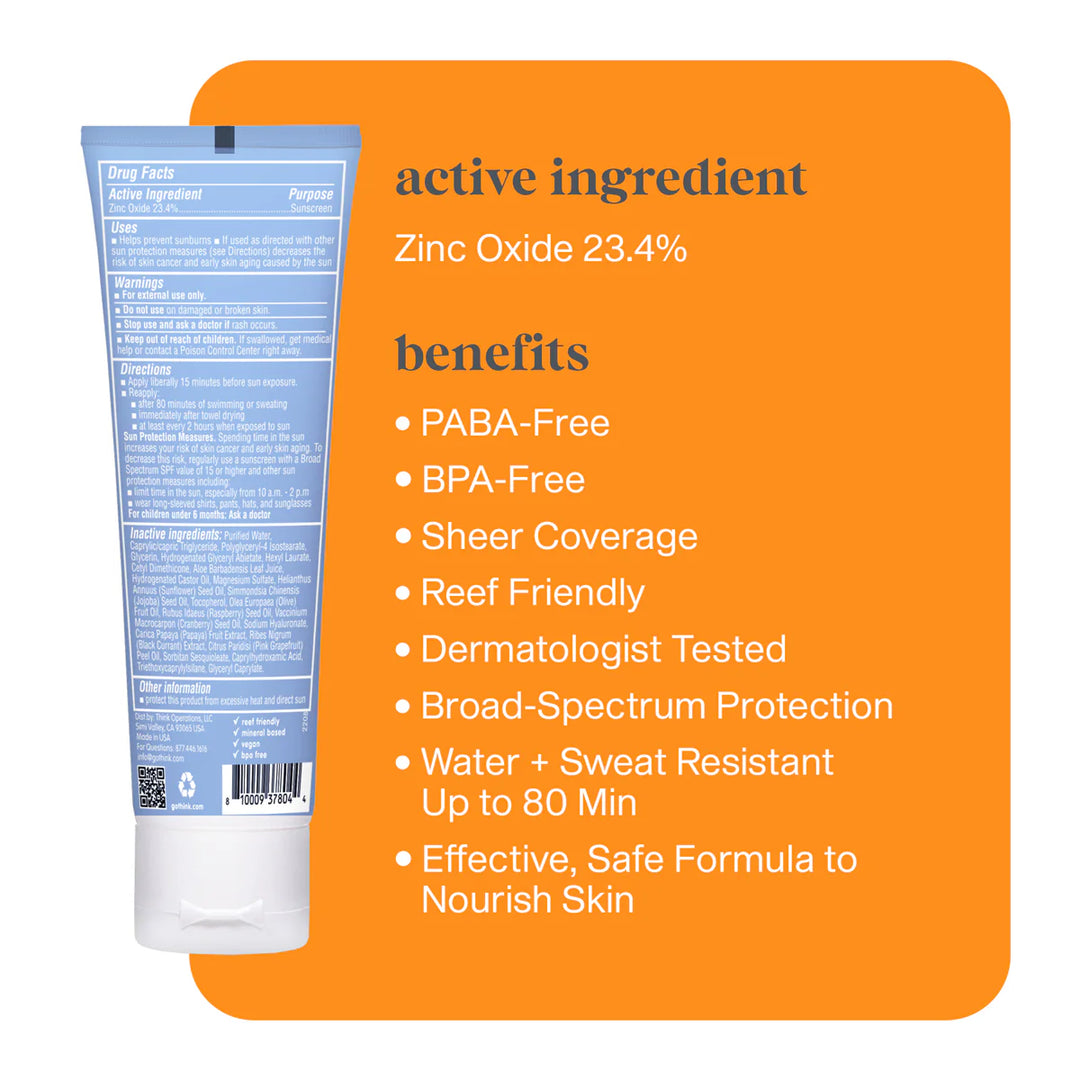 Think Sport - Clear Zinc Sunscreen SPF 50 - 3oz (89mL)