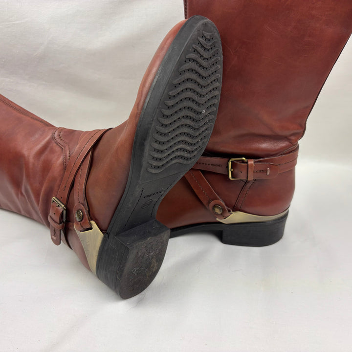 Geox Felicity Brown Leather Boots - Size 7 Women&