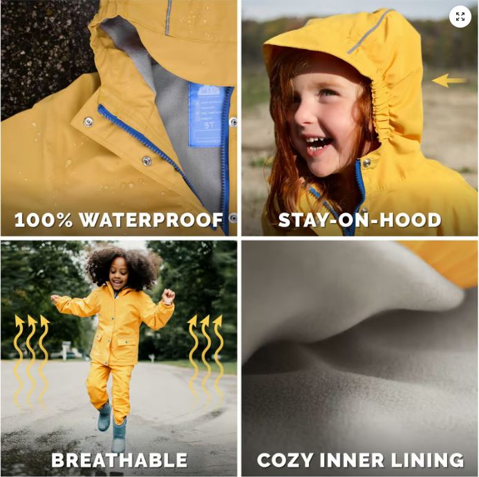 Jan & Jul - Cozy Fleece Lined Kids Rain Jacket