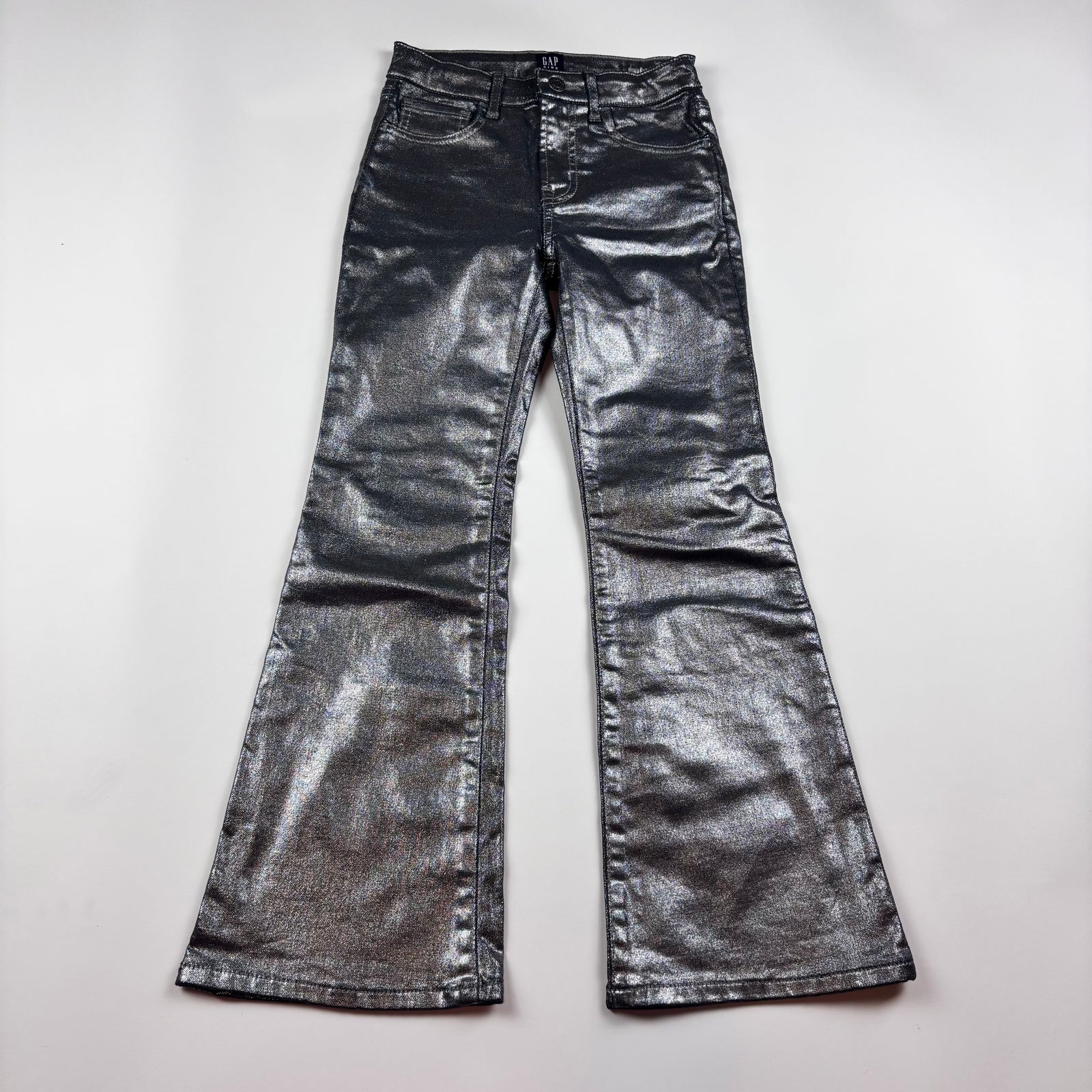 Gap Used Girls Youth Flare Black Shinny Jeans