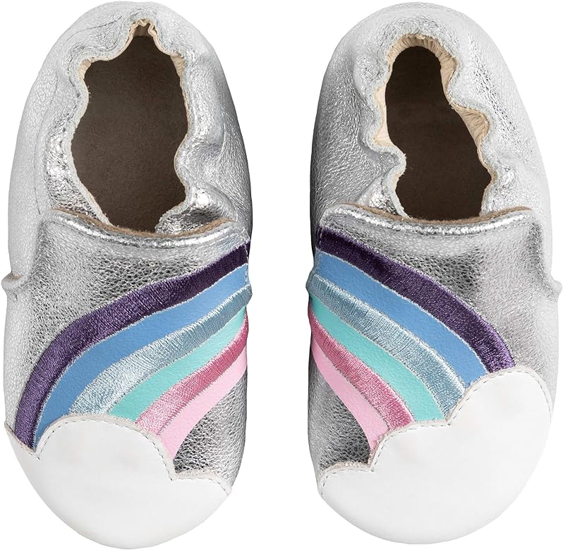 Robeez - "Hope Silver" Soft Sole Leather  Crib Shoes