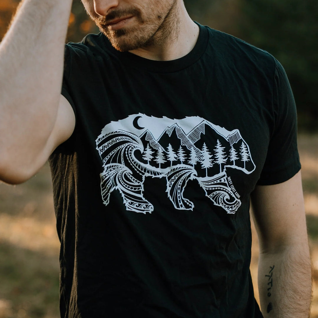 West Coast Karma - Spirit Bear Tee in Black - Pitter Patter Boutique