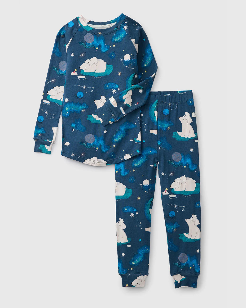 Loulou Lollipop 2-piece pajama set in blue"Stargazing Bear" print