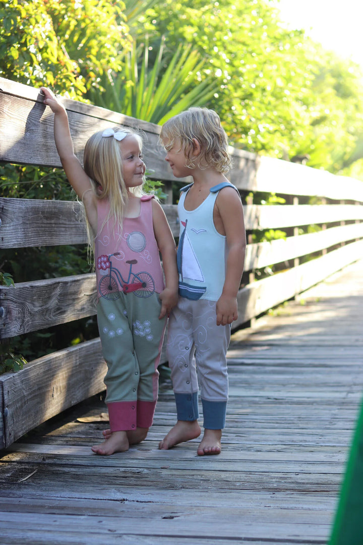 L'oved Baby Mauve Bicycle Harem Romper