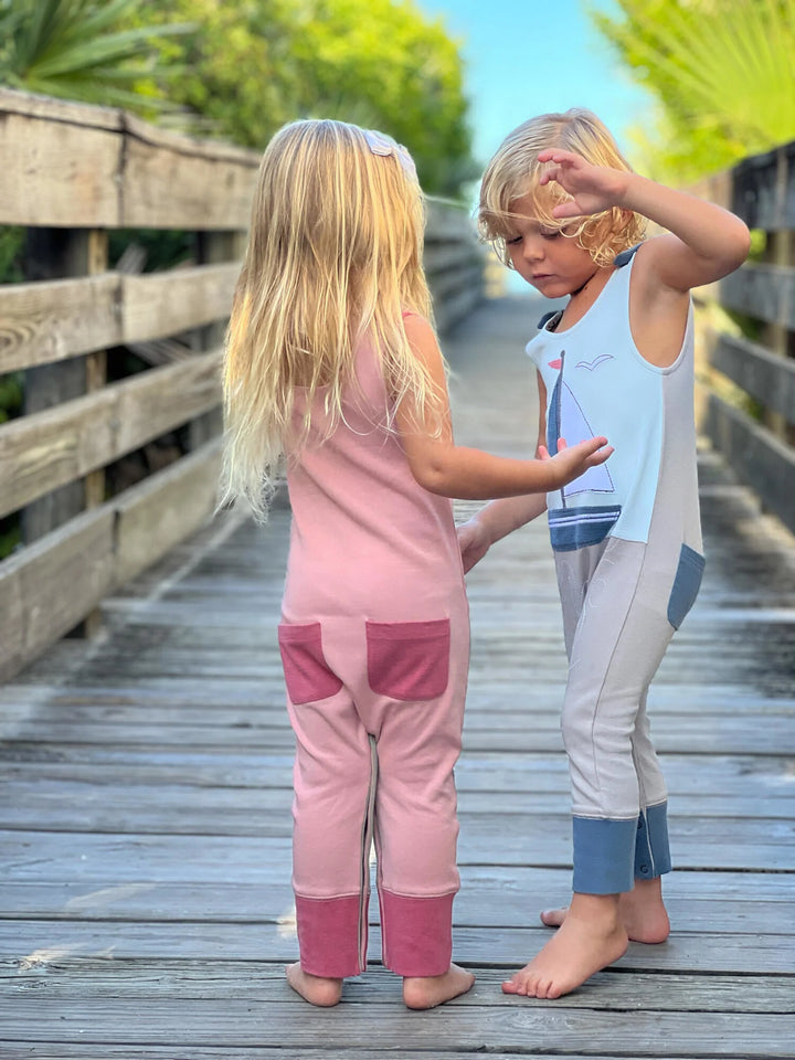 L'oved Baby Mauve Bicycle Harem Romper