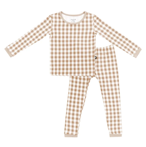 Kyte Baby - Long Sleeve Bamboo Pajamas (Gingham Bisque)
