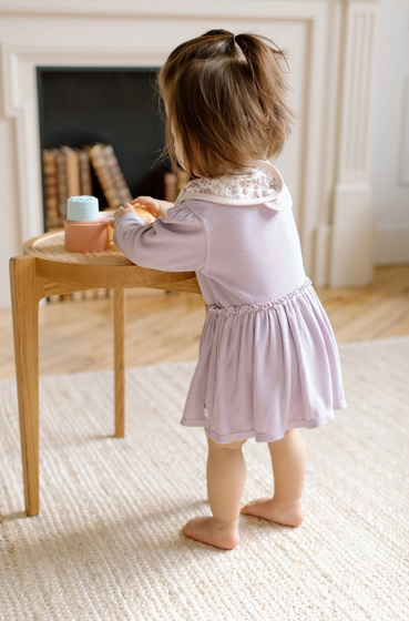 Loulou Lollipop - Waffle Long Sleeve Bodysuit Dress (Lavender)