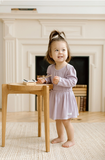 Loulou Lollipop - Waffle Long Sleeve Bodysuit Dress (Lavender)