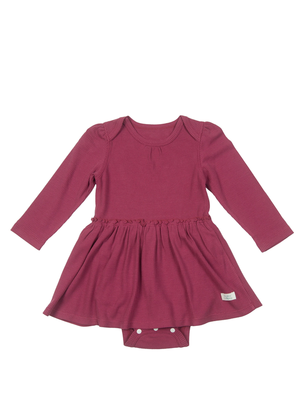 Loulou Lollipop - Waffle Long Sleeve Bodysuit Dress (Sugar Plum)