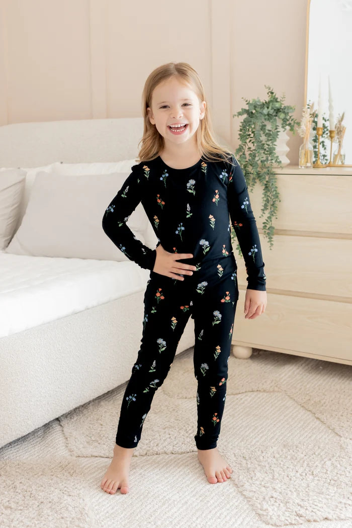 Kyte Baby - Long Sleeve Bamboo Pajamas (Midnight Wildflower)