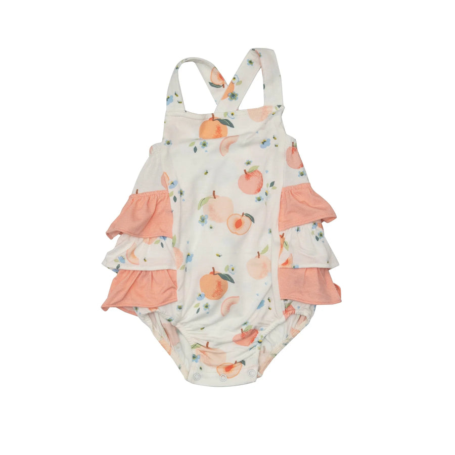 Angel Dear - Bamboo Peaches Ruffle Sunsuit - Pitter Patter Boutique