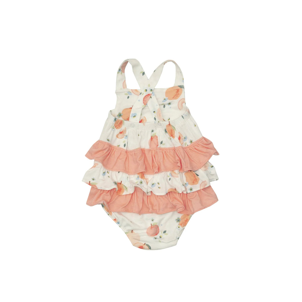 Angel Dear - Bamboo Peaches Ruffle Sunsuit - Pitter Patter Boutique