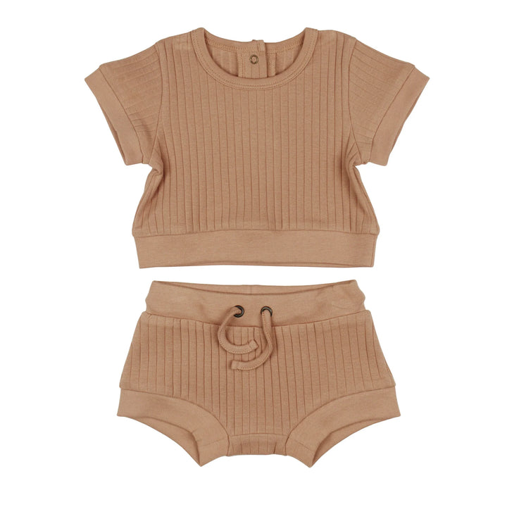 L'oved Baby - Ribbed Tee & Shortie Set - Pitter Patter Boutique