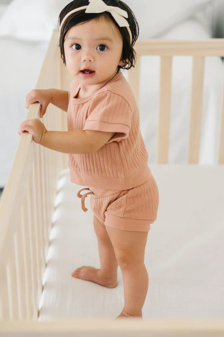 L'oved Baby Adobe Ribbed Tee & Shortie Set