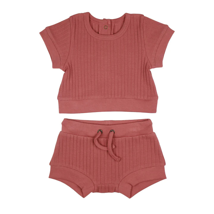 L'oved Baby - Ribbed Tee & Shortie Set - Pitter Patter Boutique