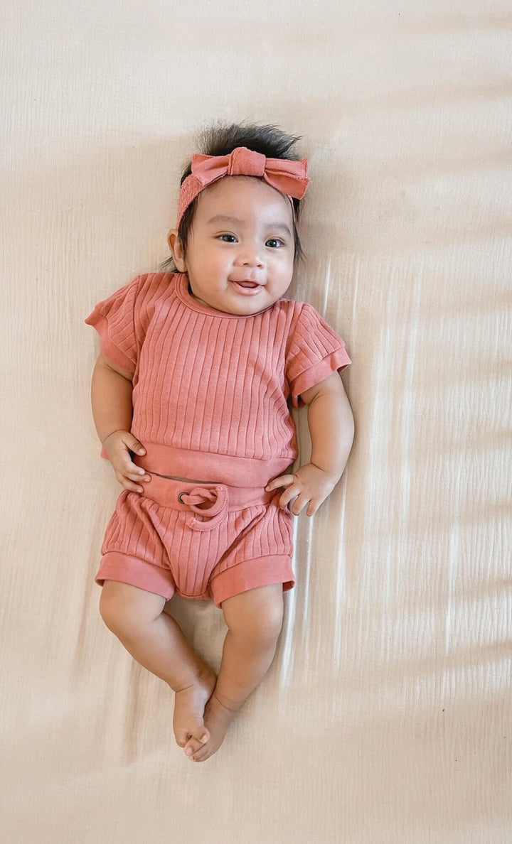 L'oved Baby Sienna Ribbed Tee & Shortie Set