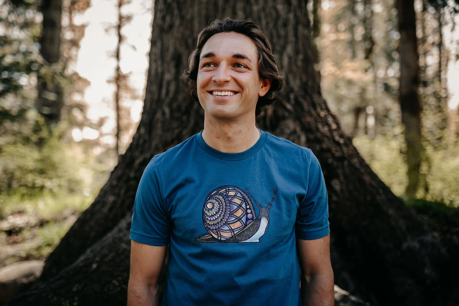 West Coast Karma - Colourful Snail Tee Mens Tee in Teal Blue - Pitter Patter Boutique