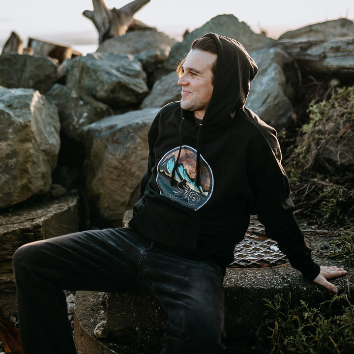 West Coast Karma - Retro Mountain Bike Hoodie in Black