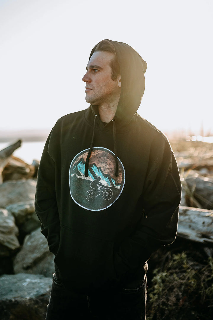 West Coast Karma - Retro Mountain Bike Hoodie in Black