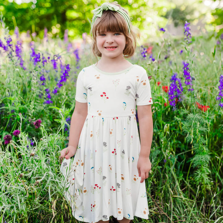 Kyte Baby - Short Sleeve Bamboo Twirl Dress (Size 12-18m to 3T)