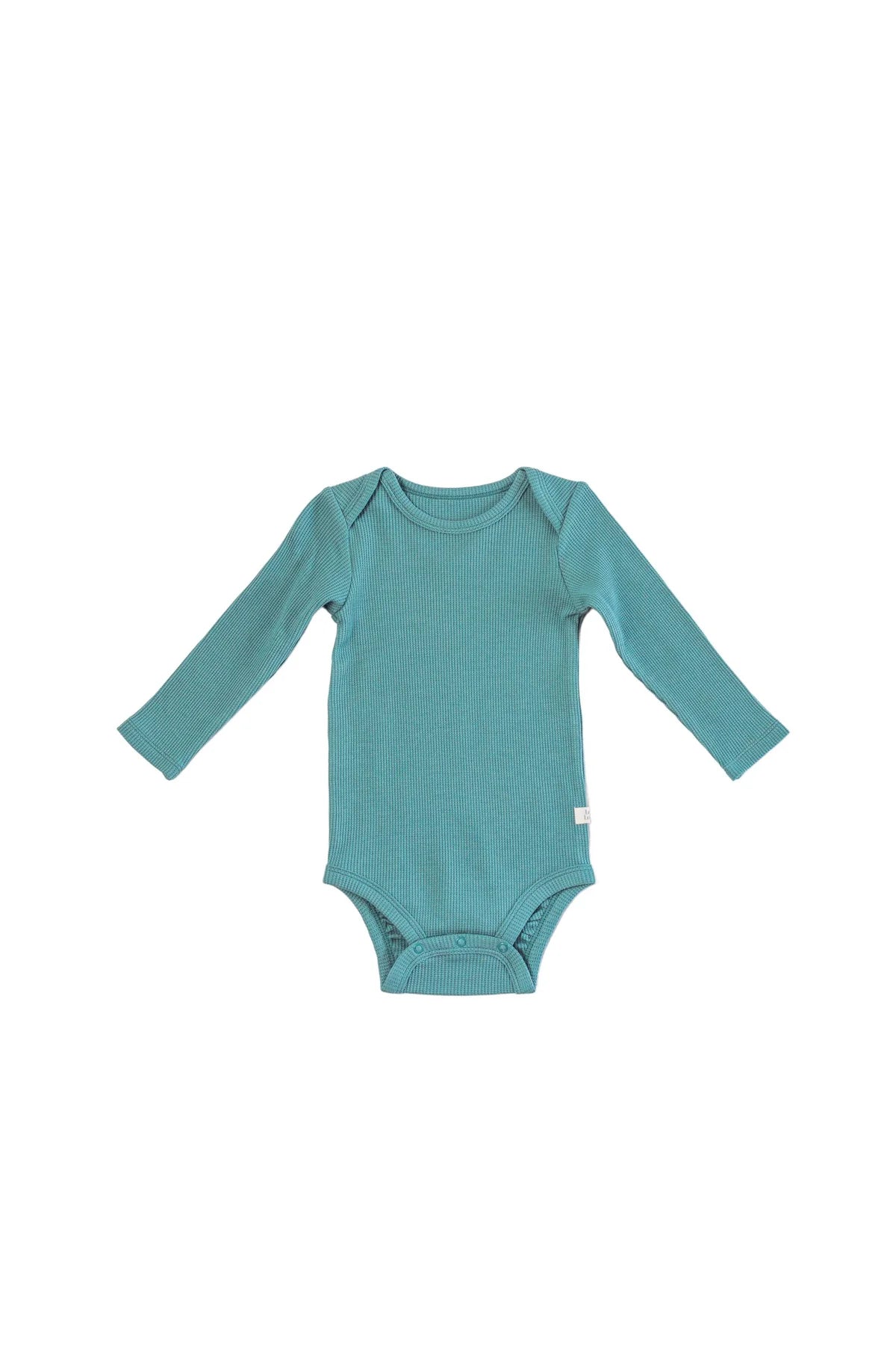 Loulou Lollipop Waffle "Smoke Blue" Long Sleeve Bodysuit