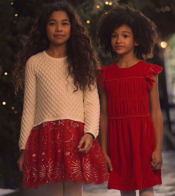 Hatley - Red Sparkle Sweater Tulle Dress - Pitter Patter Boutique