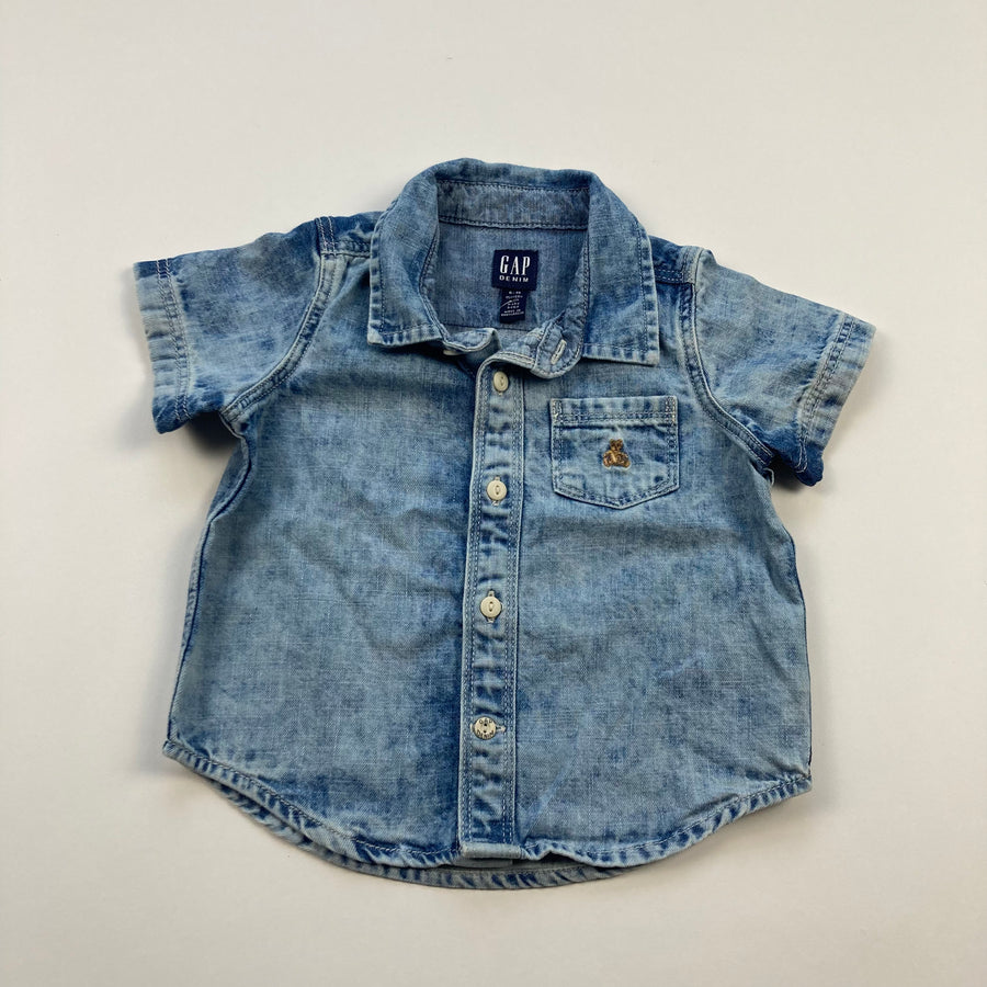 GAP Denim Short Sleeve Shirt - Size 6-12 Months - Pitter Patter Boutique