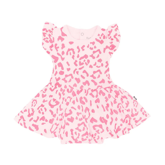 Kyte Baby Short Sleeve Bodysuit Twirl Dress - Sakura Leopard Kyte Baby Short Sleeve Bodysuit Twirl Dress - Sakura Leopard