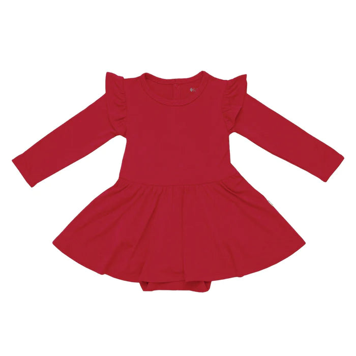 Kyte Baby - Baby LS Twirl Bodysuit Dress (Cardinal)