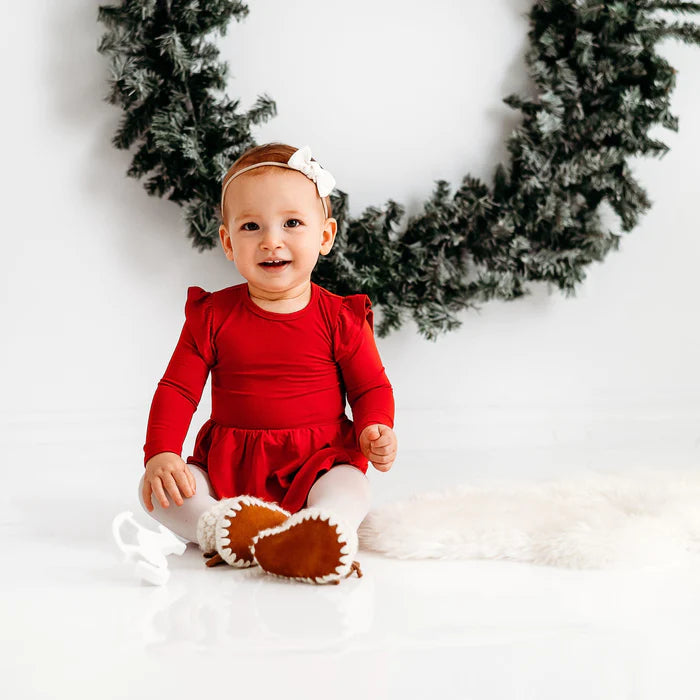 Kyte Baby - Baby LS Twirl Bodysuit Dress (Cardinal)