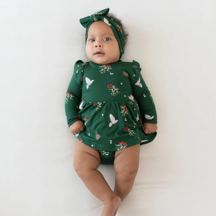 Kyte Baby Mistletoe Long Sleeve Twirl Bodysuit Dress