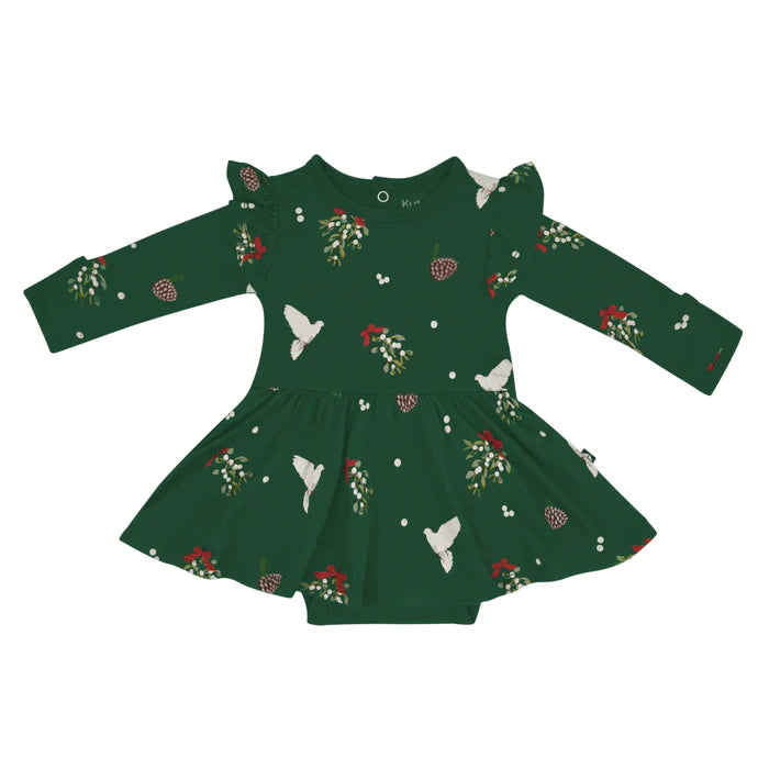Kyte Baby Mistletoe Long Sleeve Twirl Bodysuit Dress