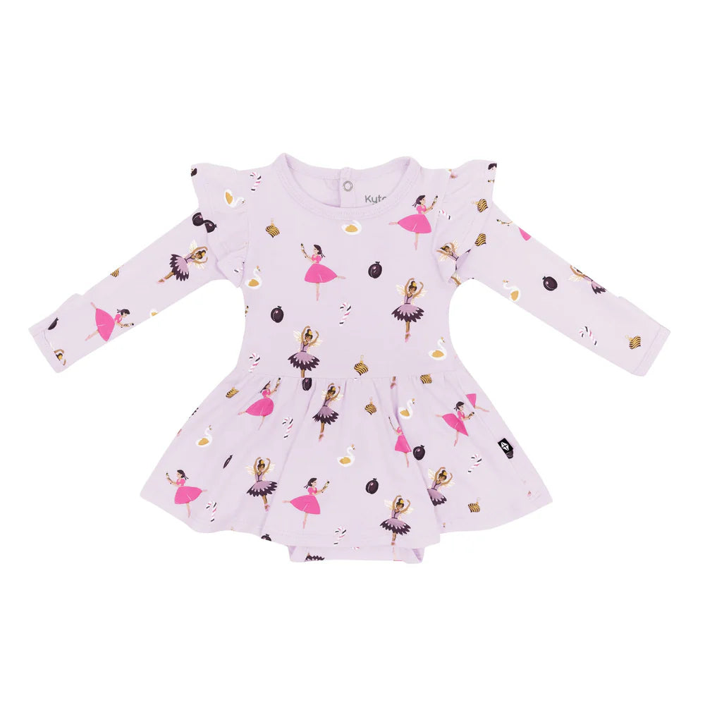 Kyte Baby Sugar Plum Long Sleeve Twirl Bodysuit Dress