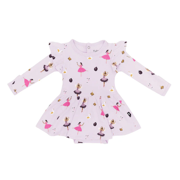 Kyte Baby Sugar Plum Long Sleeve Twirl Bodysuit Dress