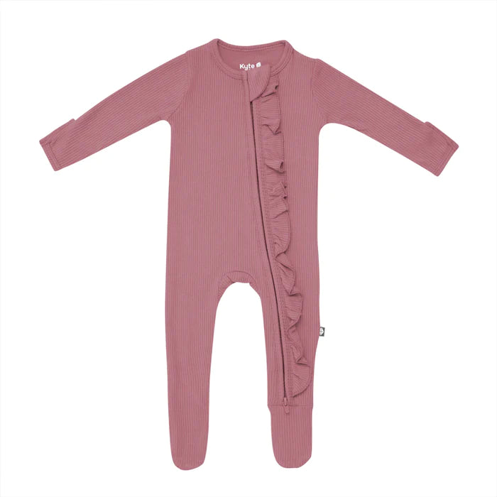 Kyte Baby - Ribbed Ruffled Zippered Footie - Pitter Patter Boutique