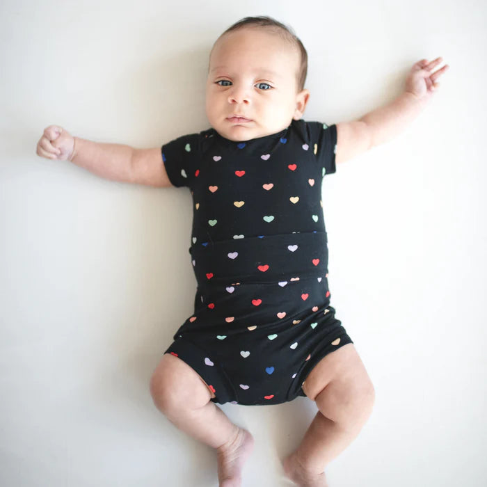 Kyte Baby Short Sleeve Unisex Toddler Tee - Midnight Rainbow Heart Kyte Baby Short Sleeve Unisex Toddler Tee - Midnight Rainbow Heart