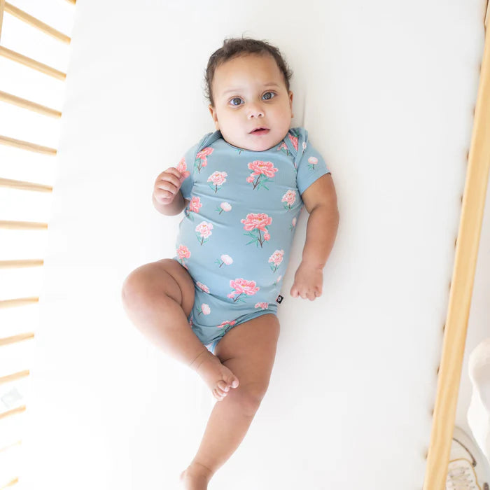 Kyte Baby Short Sleeve Twirl Bodysuit Dress - Cloud Rainbow Heart Kyte Baby Short Sleeve Twirl Bodysuit Dress - Cloud Rainbow Heart
