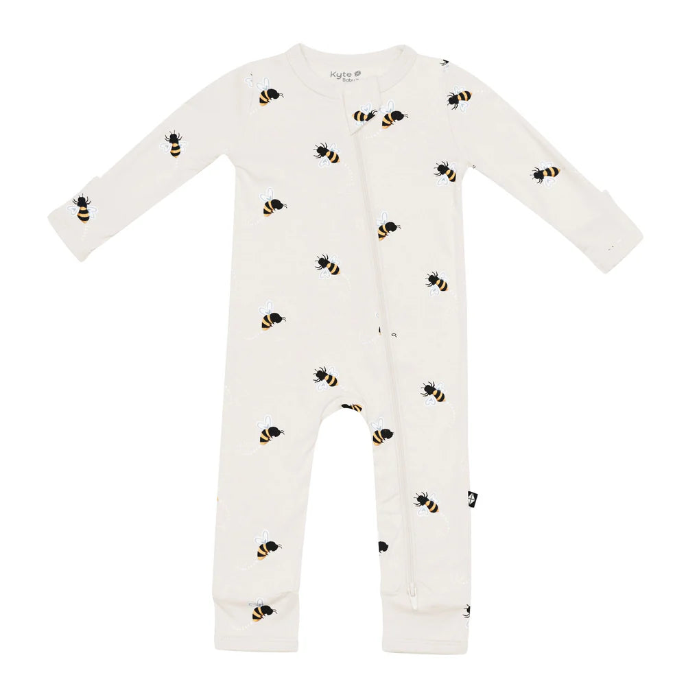 Kyte Baby Zippered Bamboo Romper in Bee Mine