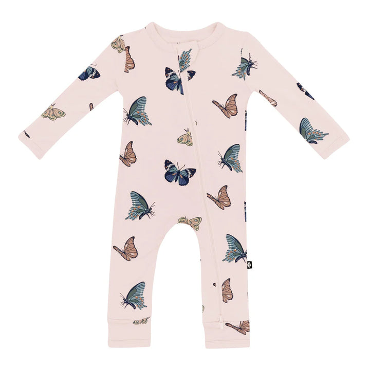 Kyte Baby - Bamboo Zippered Romper (Blush Butterfly)