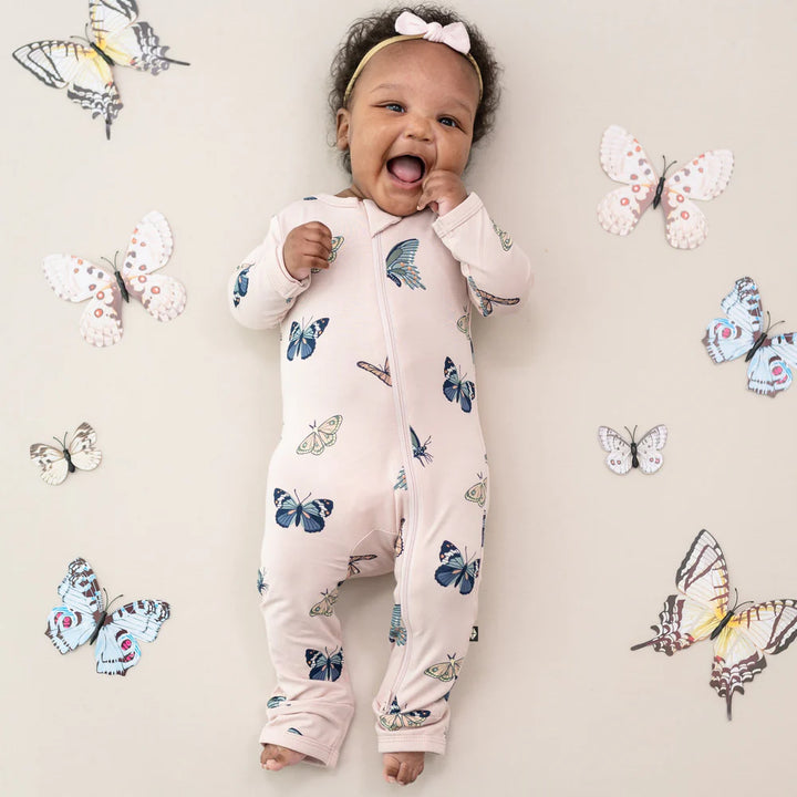 Kyte Baby - Bamboo Zippered Romper (Blush Butterfly)