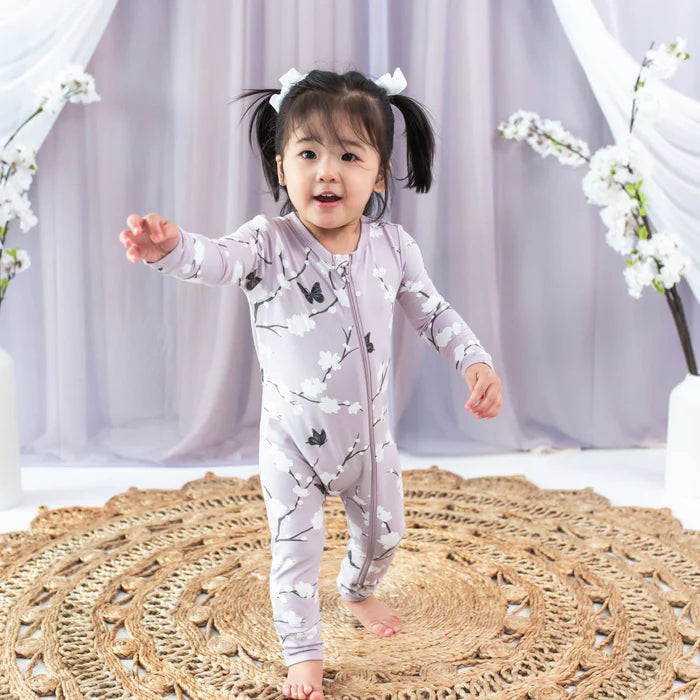 Kyte Baby Cherry Blossom Zippered Long Sleeve Romper