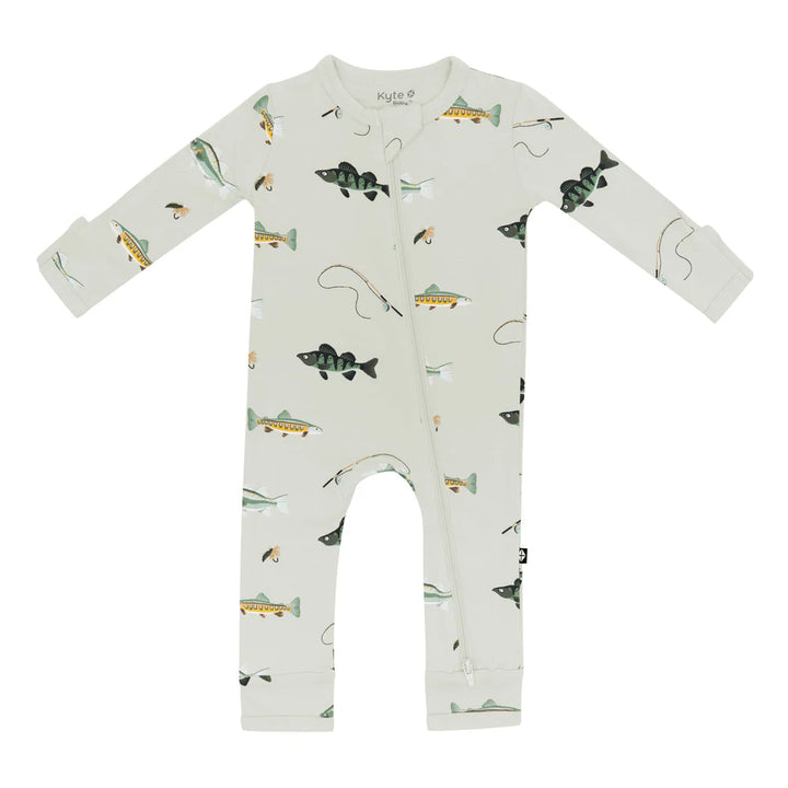 Kyte Baby Fishing Zippered Long Sleeve Bamboo Romper