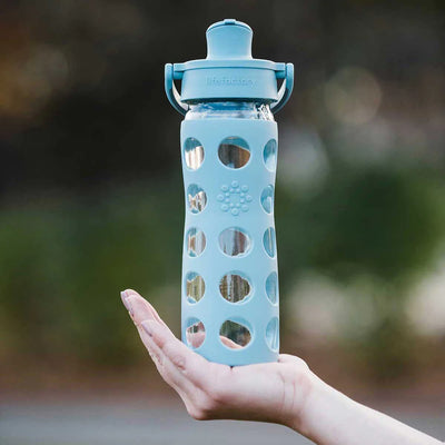 Lifefactory - 16oz Water Bottle with Silicone Sleeve and Active Cap - Pitter Patter Boutique