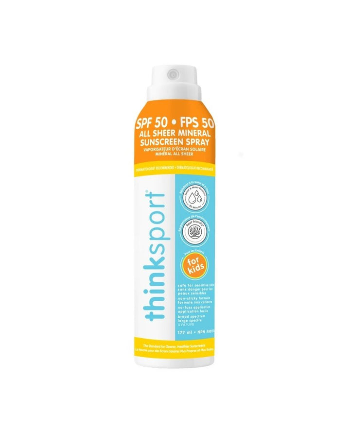 Thinksport Kids All Sheer Mineral Sunscreen Spray SPF 50+ (6oz/177mL) - Pitter Patter Boutique