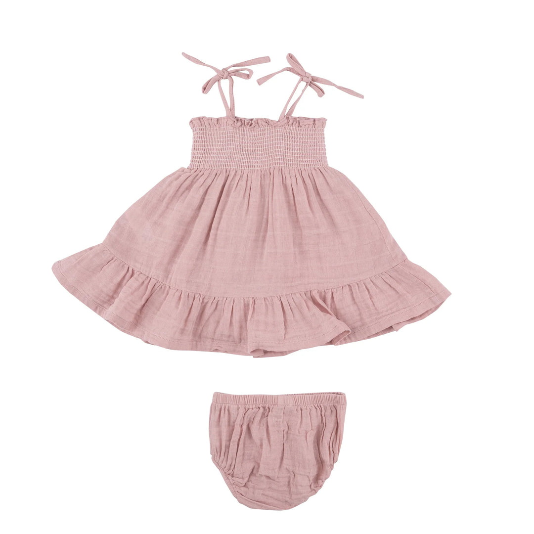 Angel Dear - Tie Strap Smocked Muslin Sundress